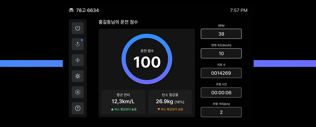 차량용 클러스터 HMI — 자체 개발 예시 화면
